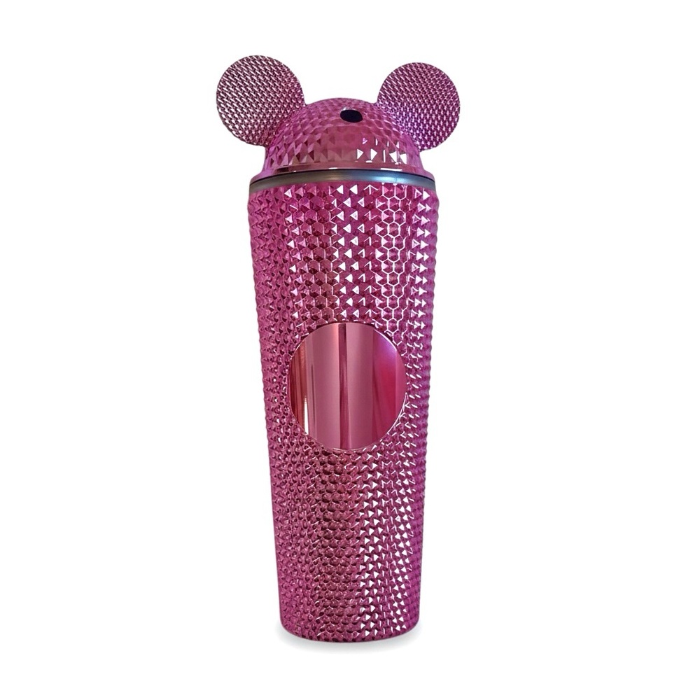 Pink Rhinestone Mickey Ear Inspired Tumbler - Sparkling Pink Drink Cup